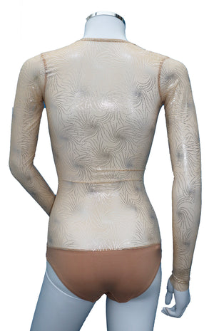 IN STOCK - Underbust with Sleeves - Buttercream with Silver Swirls