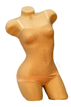 Tan Gold Glitter - Overbust with Straps - IN STOCK