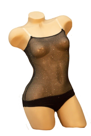 Black Silver Glitter - Overbust with Straps - IN STOCK