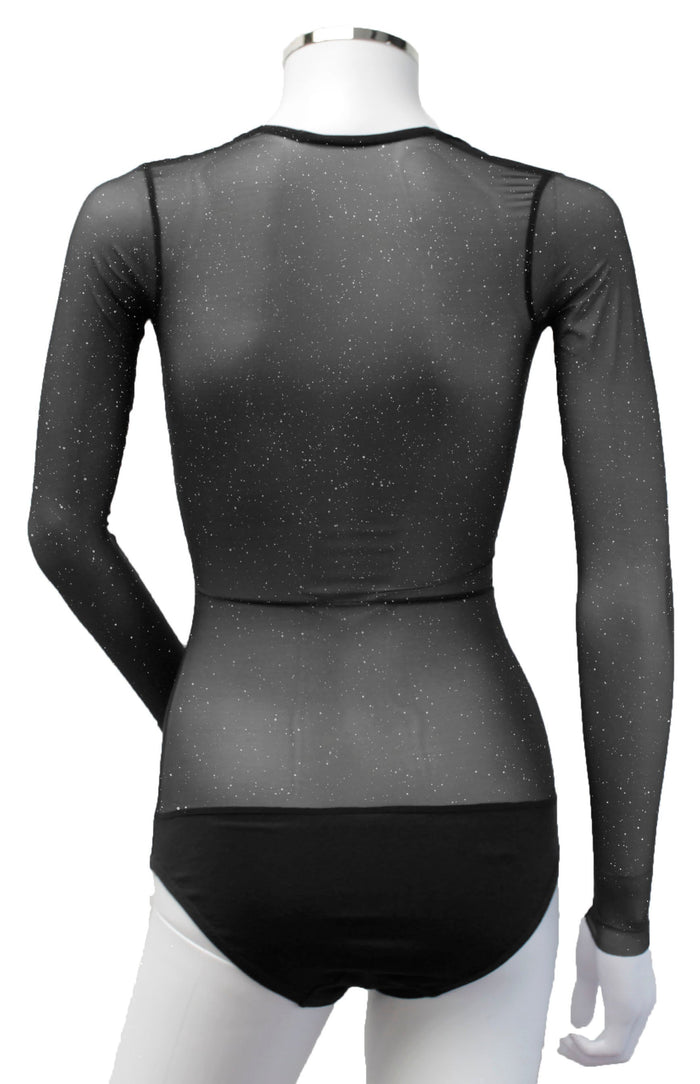 Black Silver Glitter - Underbust with Sleeves - IN STOCK