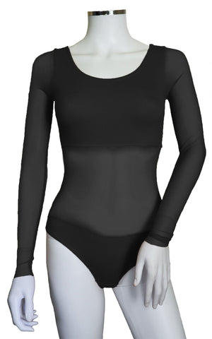 Bodysuit with Sleeves - Black - In Stock