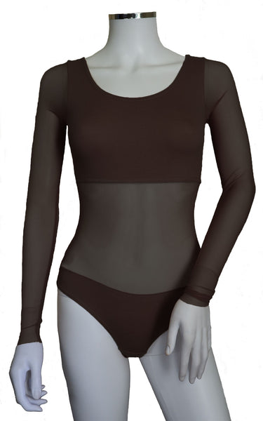 Bodysuit with Sleeves - Dark Chocolate - In Stock