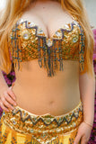 Tan Gold Glitter - Underbust with straps - US Stock