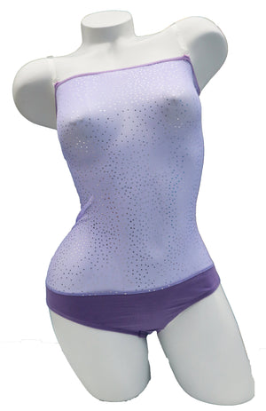 IN STOCK - Overbust with Straps - Lilac with Silver Sparkles
