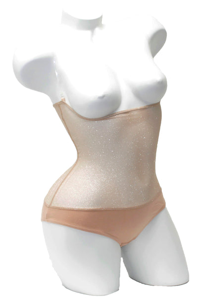 Light Tan Silver Glitter - Underbust with straps - IN STOCK
