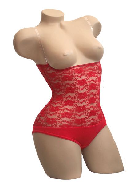 IN STOCK - Underbust with straps - Red Lace