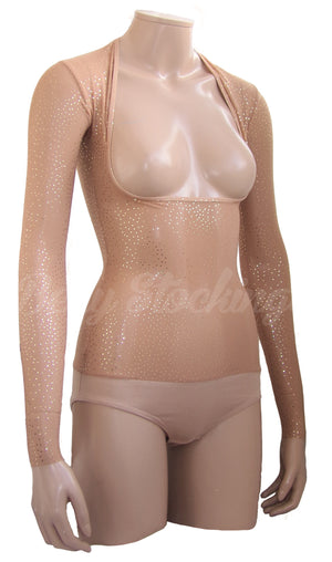 IN STOCK - Underbust with Sleeves - Old Toffee Gold Sparkle