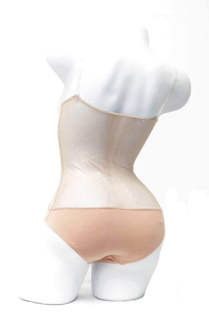 Light Tan Silver Glitter - Underbust with straps - IN STOCK