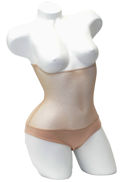 Tan Gold Glitter - Underbust with straps - US Stock