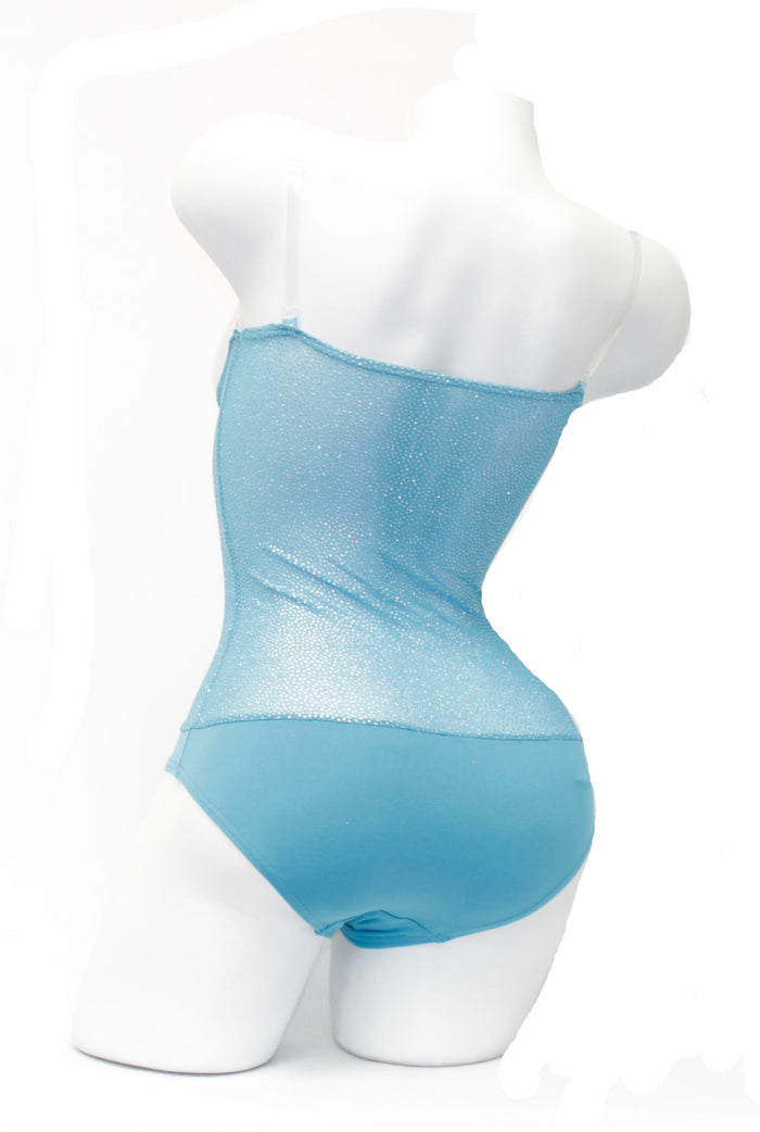 IN STOCK - Underbust with straps - Turquoise Silver Glitter