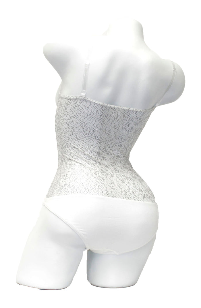 IN STOCK - Underbust with straps - White Glitter Dot