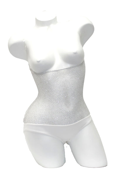 IN STOCK - Underbust with straps - White Glitter Dot