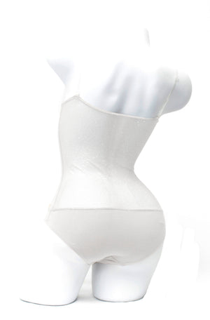 IN STOCK - Underbust with straps - White Silver Glitter