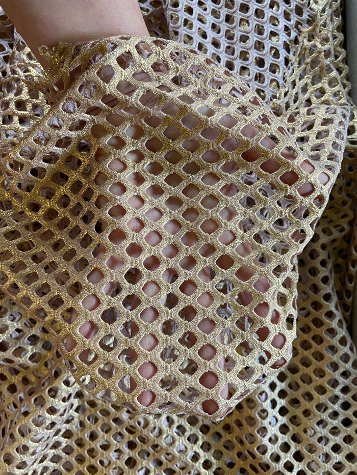 Nude Gold Fishnet - Fabric