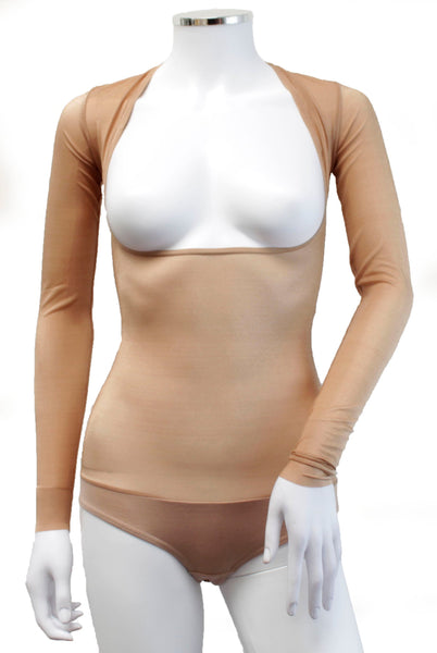 IN STOCK - Underbust with Sleeves - Flesh Shimmer Illusion