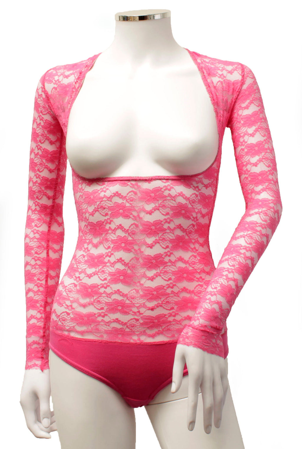 IN STOCK - Underbust with Sleeves - Pink Lace