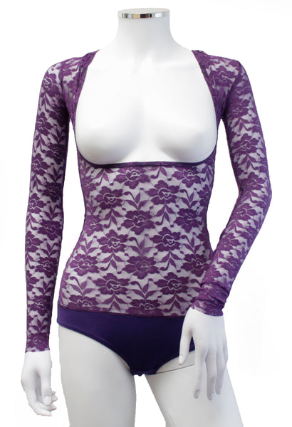 IN STOCK - Underbust with Sleeves - Purple Lace