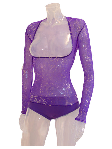 IN STOCK - Underbust with Sleeves - Purple with Gold Sparkle