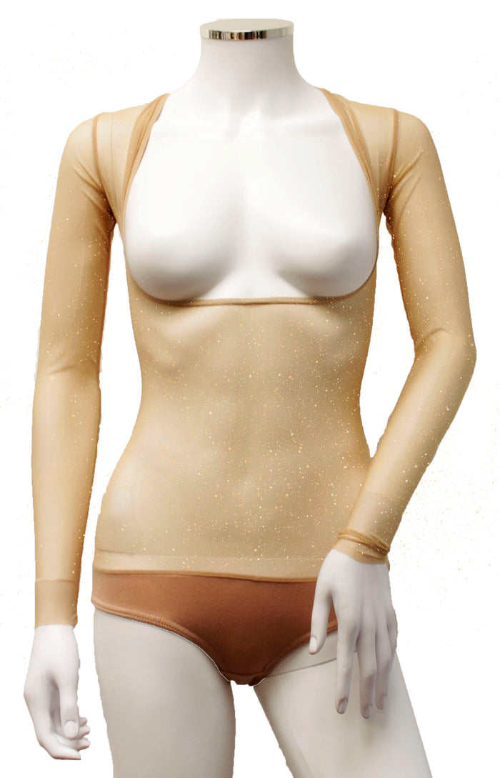 DANCE BODY BELLY STOCKING MESH NET COSTUME MIDRIFF COVER TAN NUDE