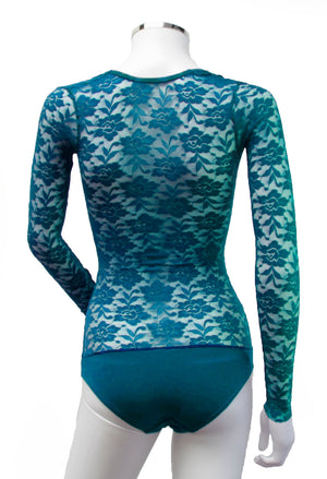 Turquoise Lace - Underbust with Sleeves - US Stock