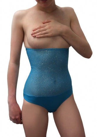 Underbust with straps - Turquoise Silver Glitter