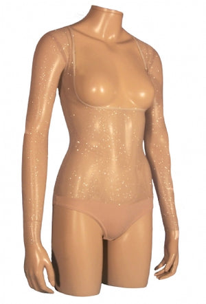 Underbust with Sleeves - Light Tan Silver Glitter