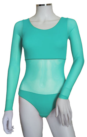 Bodysuit with Sleeves - Aqua