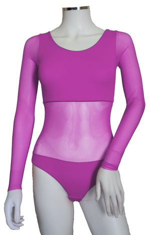 Bodysuit with Sleeves - Bright Pink