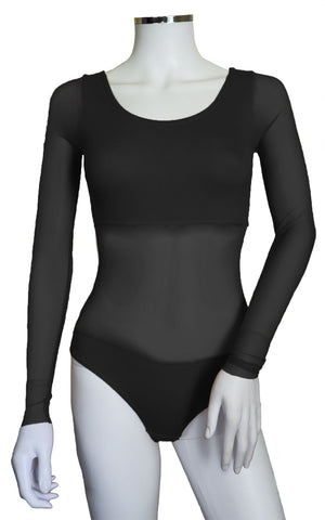 Bodysuit with Sleeves - Black