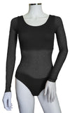 Bodysuit with Sleeves - Black Silver Glitter