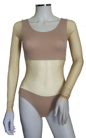 Bodysuit with Sleeves - Classic Nude
