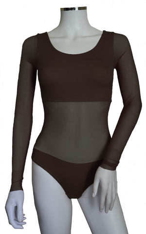Bodysuit with Sleeves - Dark Chocolate