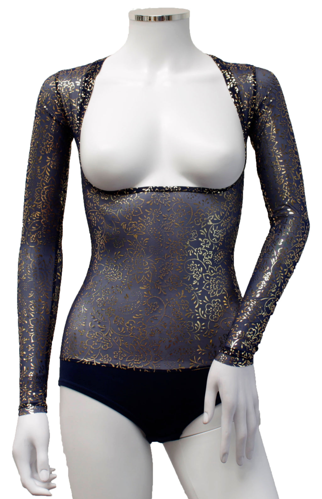 IN STOCK - Underbust with Sleeves - Floral Indigo