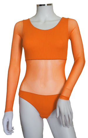 Bodysuit with Sleeves - Orange
