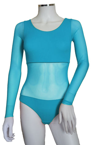 Bodysuit with Sleeves - Turquoise