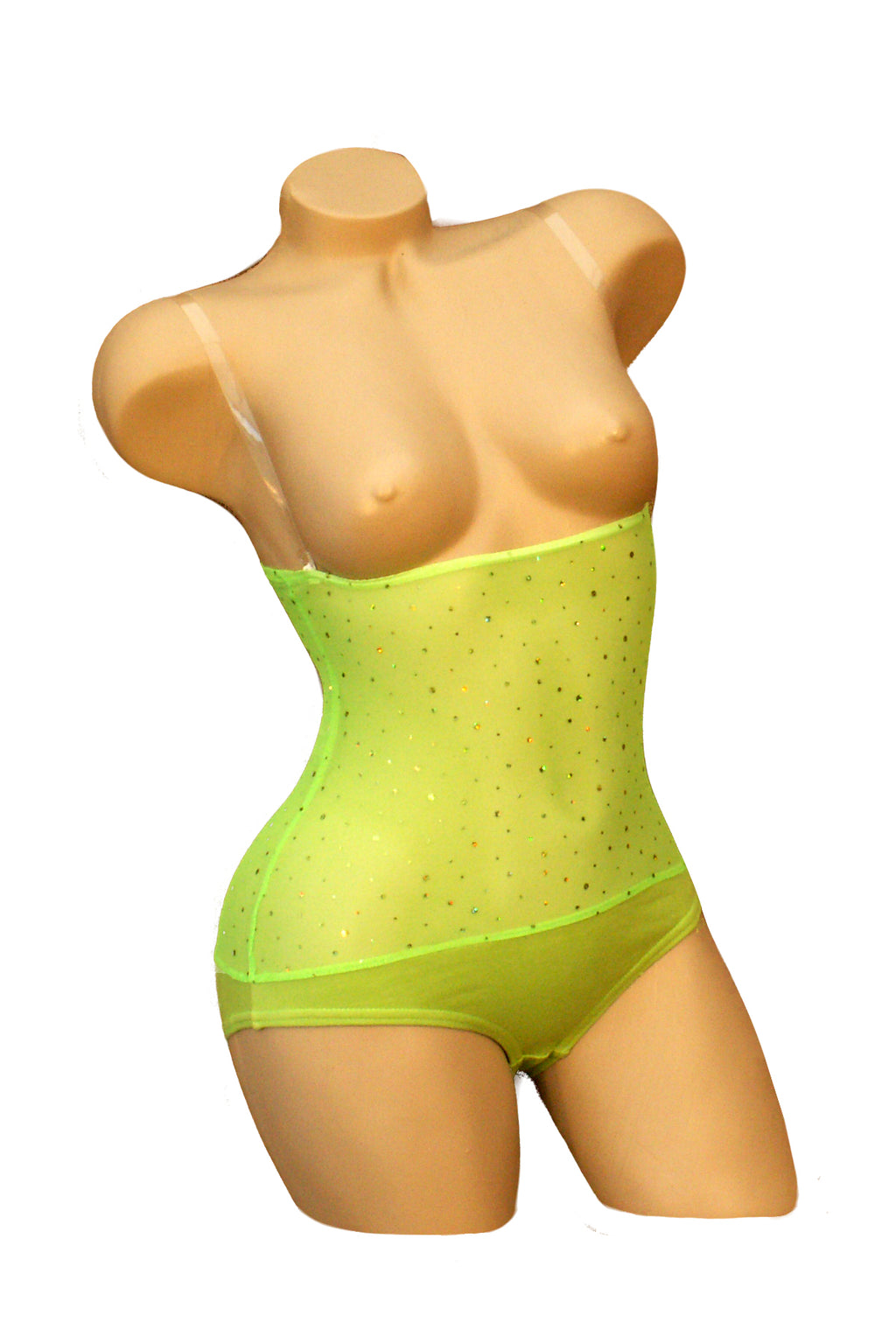 In Stock - Underbust with Straps - Lime with Sequins