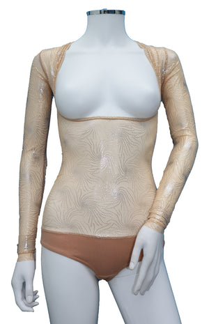 IN STOCK - Underbust with Sleeves - Buttercream with Silver Swirls