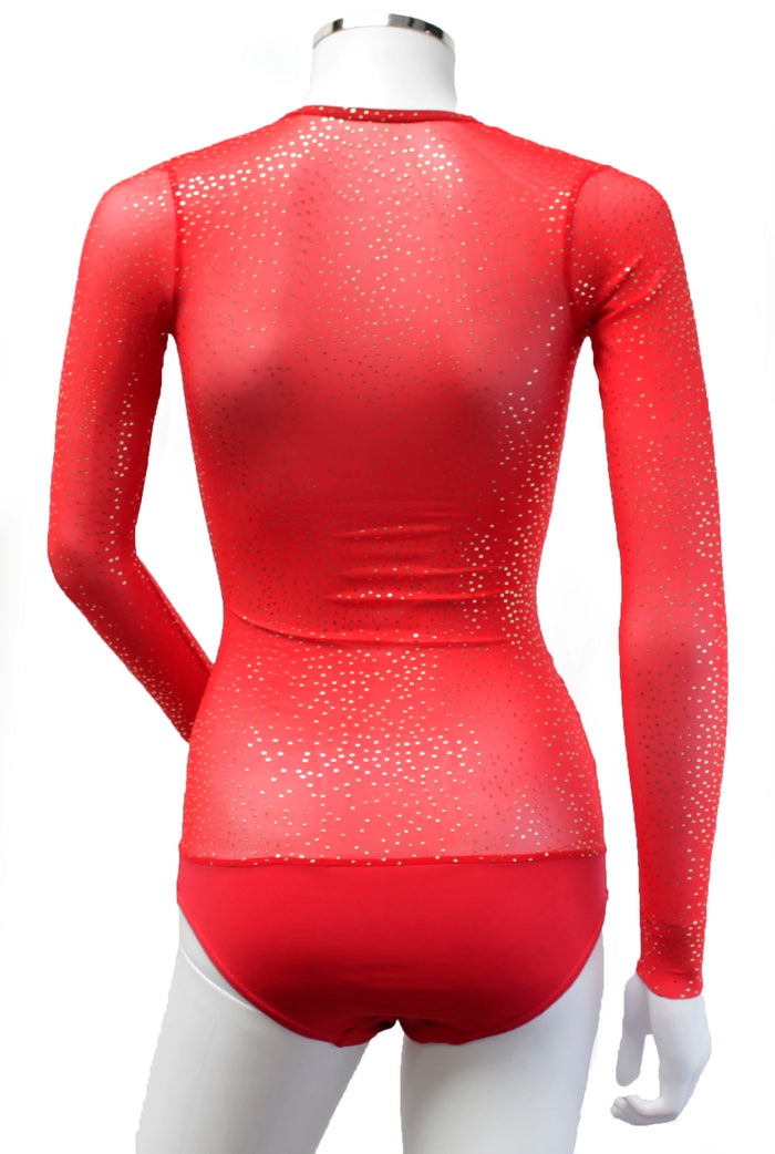 Underbust with Sleeves - Red Silver Sparkle