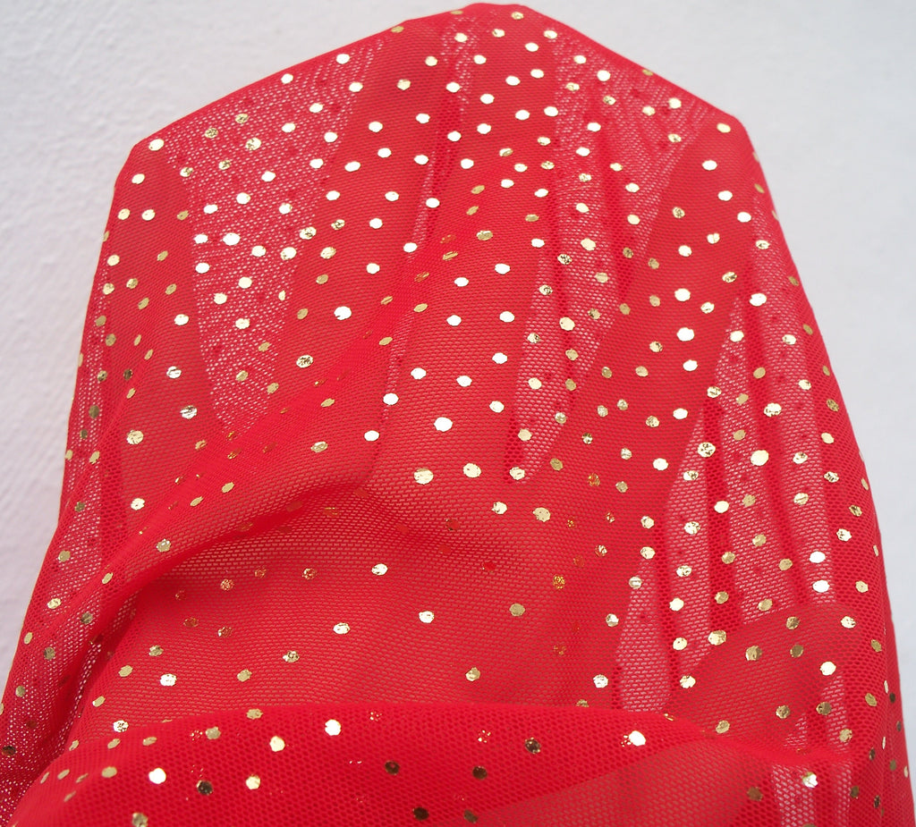 Red with Gold Sparkles - Fabric