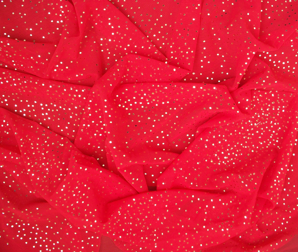 Red with Gold Sparkles - Fabric