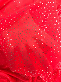 Bodysuit with Sleeves - Red Silver Sparkles
